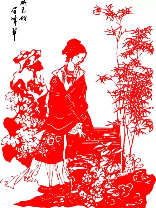 고대 여인 중국 페이퍼 컷 작품