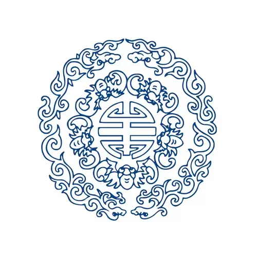 파란색과 흰색 도자기 패턴 일러스트