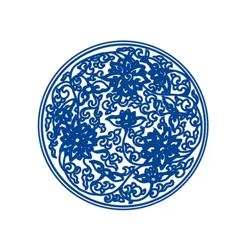 파란색과 흰색 도자기 패턴 일러스트