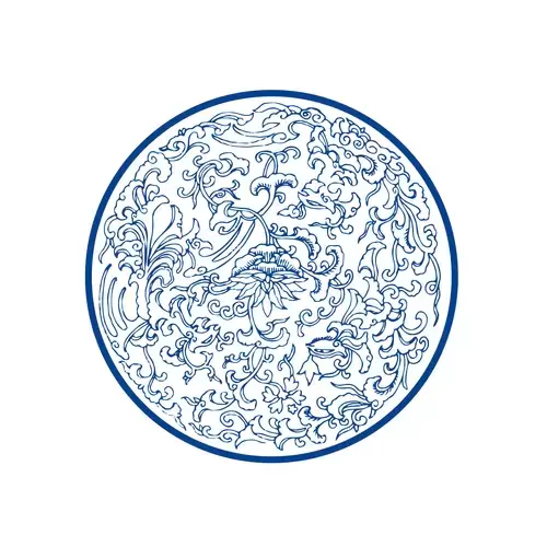 파란색과 흰색 도자기 패턴 일러스트