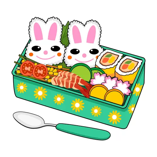 일본식 도시락,토끼 패턴 일러스트