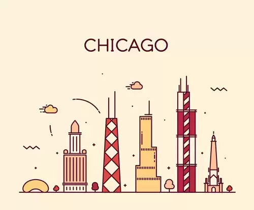 글로벌 도시 인상,시카고 일러스트