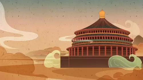 중국의 유명한 고대 건물 일러스트