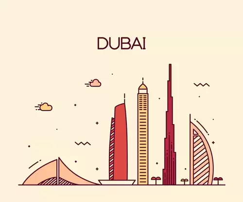 글로벌 도시 인상,두바이 일러스트