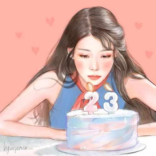 예쁜 여자,생일 축하 일러스트