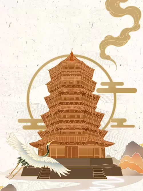 중국의 유명한 고대 건물 일러스트